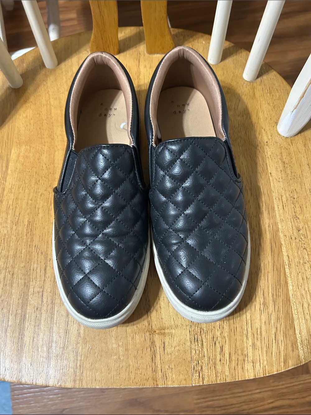a new day Black Quilted Slip-On Shoe with Blush Lining
